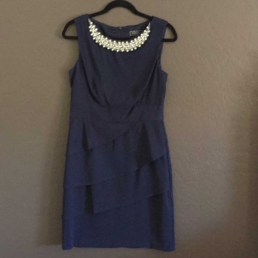 Dress barn Navy Pearl Embellished dress